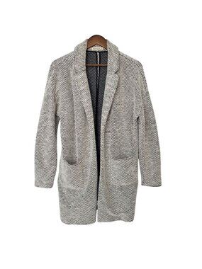 Marine Layer Knit Open Front Cardigan Coat Womens Size M Black & White